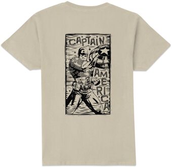 Marvel Captain America Linocut Unisex T-Shirt - Cream - M Crème