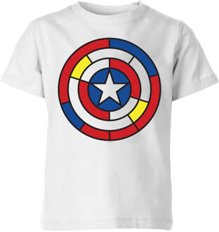 Marvel Captain America Stained Glass Shield kinder t-shirt - Wit - 98/104 (3-4 jaar) - XS