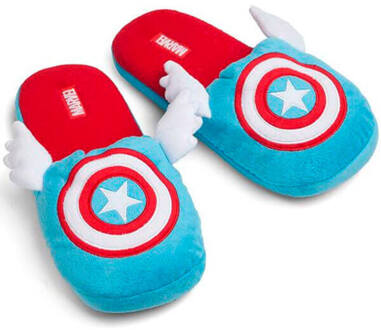 Marvel Captain America T-Shirt & Slippers Bundle - S/M Slippers - Dames - M Zwart