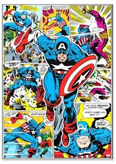 Marvel Comics Canvas Schilderij - Captain America Hero - 50x70 cm Multicolor