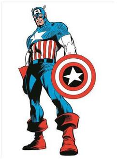 Marvel Comics Maxi Muursticker - Captain America - 151x77 cm Blauw, Rood