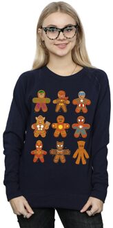 Marvel Dames/Dames Avengers Kerstmis Gingerbread Sweatshirt (Marineblauw) Navy - L
