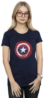Marvel Dames/Dames Captain America Splatter Shield Katoenen T-Shirt (Marineblauw) Navy - XL