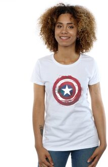 Marvel Dames/Dames Captain America Splatter Shield Katoenen T-Shirt (Wit) - maat XL