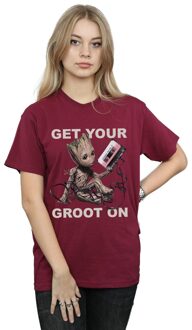Marvel Dames/Dames Guardians Of The Galaxy Get Your Groot On Katoenen Vriendje T-shirt (Bourgondië) Bourgogne
