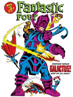 Marvel Fantastic Four Everyone Vs Galactus Unisex T-Shirt - White - 3XL Wit