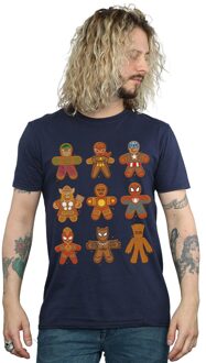 Marvel Heren Avengers Kerstmis Peperkoek T-Shirt (Marineblauw) Navy - L