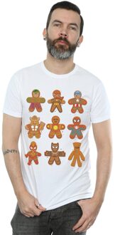 Marvel Heren Avengers Kerstmis Peperkoek T-Shirt (Wit) - maat 4XL