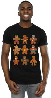 Marvel Heren Avengers Kerstmis Peperkoek T-Shirt (Zwart) - maat 2XL