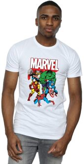 Marvel Heren Hero Group Katoenen T-Shirt (Wit) - maat 3XL
