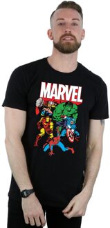 Marvel Heren Hero Group Katoenen T-Shirt (Zwart) - maat L