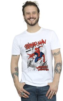 Marvel Heren Spider-Man Sketch City T-Shirt (Wit) - maat