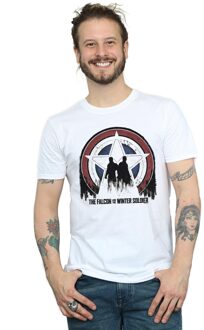 Marvel Heren The Falcon en The Winter Soldier Ster Silhouetten T-Shirt (Wit) - maat 5XL
