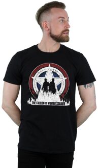 Marvel Heren The Falcon en The Winter Soldier Ster Silhouetten T-Shirt (Zwart) - maat 2XL