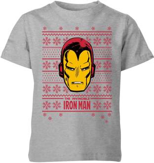 Marvel Iron Man Face kinder Christmas t-shirt - Grijs - 122/128 (7-8 jaar) - Grijs