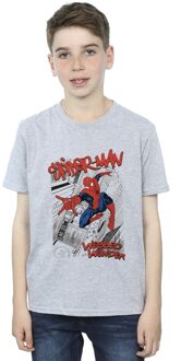 Marvel Jongens Spider-Man Sketch City T-Shirt (Sportgrijs) - maat 12-13J / 152-158cm Lichtgrijs