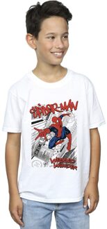 Marvel Jongens Spider-Man Sketch City T-Shirt (Wit) - maat 12-13J / 152-158cm
