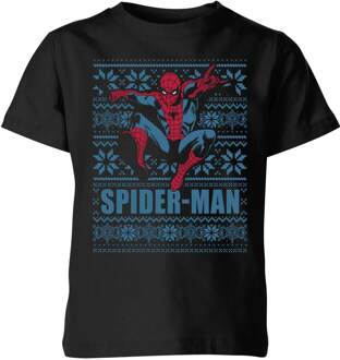 Marvel Spider-Man kinder Christmas t-shirt - Zwart - 98/104 (3-4 jaar) - XS