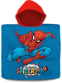 Marvel Spiderman bad cape/poncho - 60 x 120 cm - katoen - voor kinderen - Badcapes