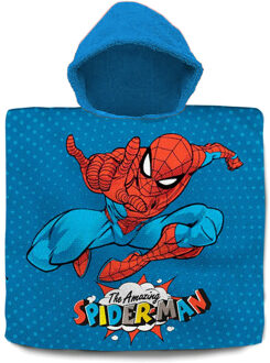 Marvel Spiderman bad cape/poncho - 60 x 120 cm - katoen - voor kinderen - Badcapes