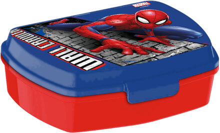 Marvel Spiderman broodtrommel/lunchbox voor kinderen - rood/blauw - kunststof - 20 x 10 cm - Lunchboxen