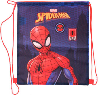 Marvel Spiderman gymtas/rugzak/rugtas voor kinderen - blauw/rood - polyester - 40 x 35 cm Donkerblauw