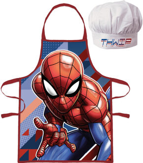 Marvel Spiderman kookset schort en muts voor kinderen - Keukenschorten Rood