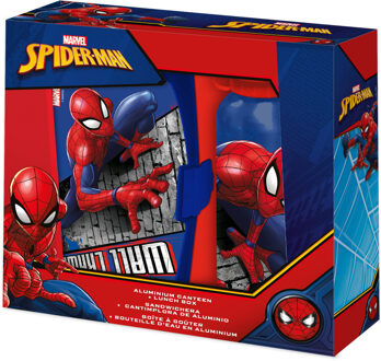 Marvel Spiderman lunchbox set voor kinderen - 2-delig - rood - aluminium/kunststof - Lunchboxen