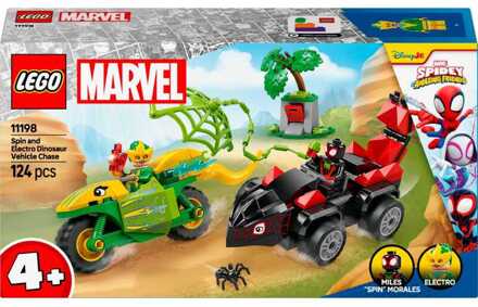 Marvel Spidey And His Amazing Friends - Spin en Electro achtervolging met dinosaurusvoertuigen Constructiespeelgoed