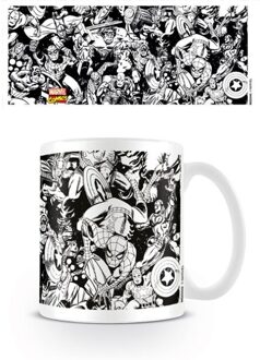 Marvel Tekens Mok (Wit/zwart) - One Size