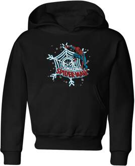 Marvel The Amazing Spider-Man Snowflake Web kinder kerst hoodie - Zwart - 122/128 (7-8 jaar) - Zwart - M