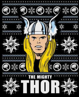 Marvel Thor Face dames kersttrui - Zwart - 3XL - Zwart