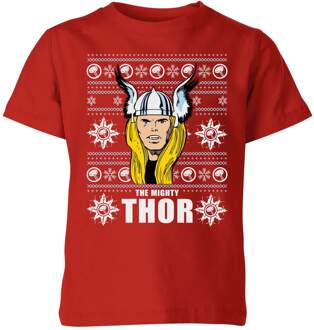 Marvel Thor Face kinder kerst t-shirt - Rood - 98/104 (3-4 jaar) - Rood - XS