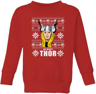 Marvel Thor Face kinder kersttrui - Rood - 98/104 (3-4 jaar) - Rood - XS