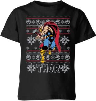 Marvel Thor kinder kerst t-shirt - Zwart - 98/104 (3-4 jaar) - Zwart - XS
