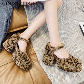 Mary Jane Platform Shoes Sexy Leopard High Chunk Heels Female Pumps Round Toe Ladies Goth Lolita y2k Sandals Zapatos De Mujer