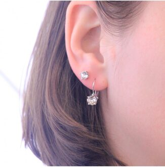 Mary oorbellen - Oostenrijks kristal - maat Wit Zilver