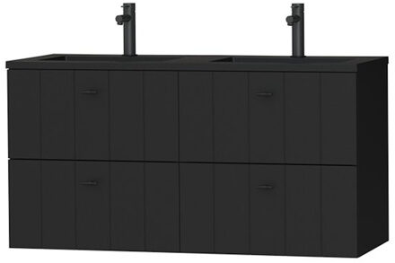 Maryport Meubelset 120 cm met 4 lades Mat zwart incl Quadro wastafel Mat zwart - 1496028916