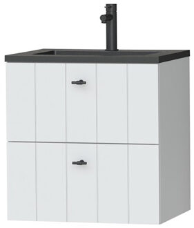 Maryport Meubelset 60 cm met 2 lades Mat wit incl Quadro wastafel Mat zwart - 1496008912