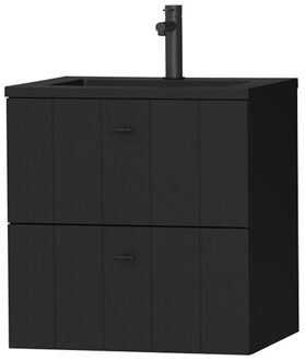 Maryport Meubelset 60 cm met 2 lades Mat zwart incl Quadro wastafel Mat zwart - 1496008916
