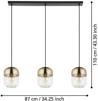 Maryvilla Hanglamp - E27 - 87 cm - Zwart/Goud Goud, Zwart