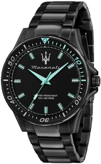 Maserati Aqua Edition Roestvrijstalen Armbandhorloge Maserati , Black , Heren - ONE Size