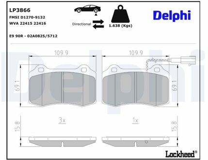 Maserati Remblokkenset, schijfrem LP3866
