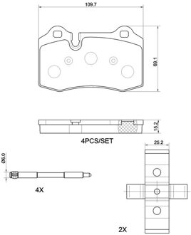 Maserati Remblokkenset, schijfrem P48007