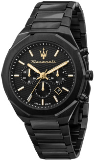 Maserati Stile NA Chronograaf Datumvenster Roestvrijstalen Horloge Maserati , Black , Heren - ONE Size