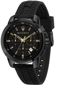 Maserati Successo - Herenhorloge - Zwart - Goud - 44 MM