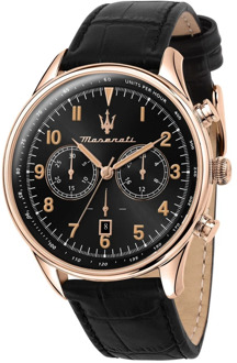 Maserati Tradizione Leren Horloge Zwarte Wijzerplaat Maserati , Black , Heren - ONE Size