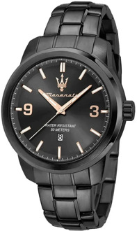 Maserati Zwarte Stalen Quartz Horloge Maserati , Black , Heren - ONE Size