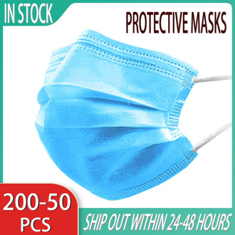 Mask Disposable Mouth Breathable 3-layer Nonwoven Dustproof Protective Masks 50/100/200PCS Face Masks Filter Anti Pollution