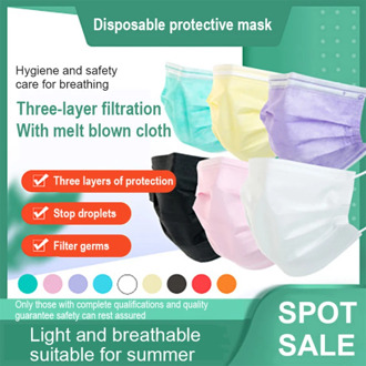 Mask disposable Non woven 3 layer Ply White Face Masks Anti-dust Filter Black Mouth Mask Purple In Stock Fast delivery